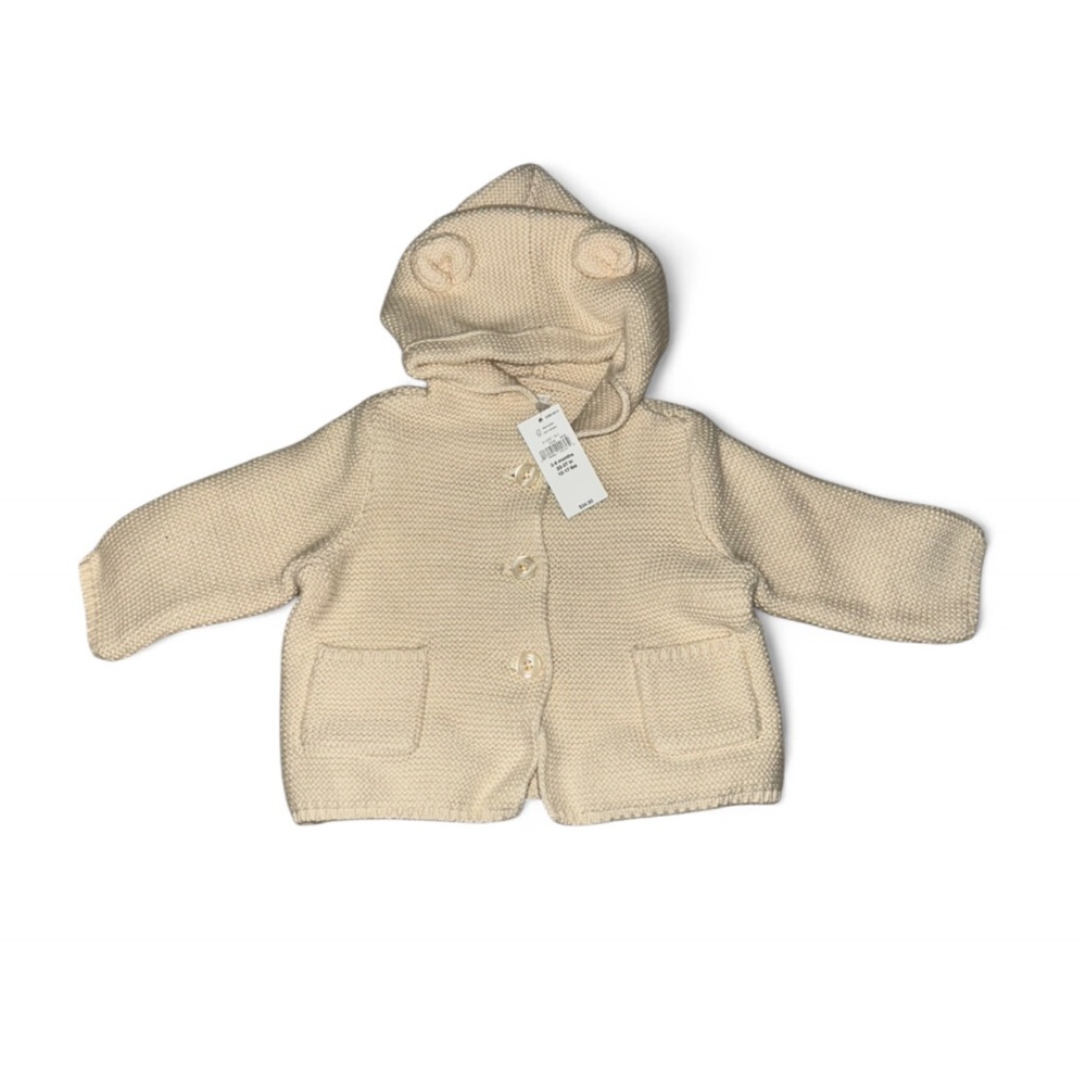 GAP Baby Cream Knit Hooded Cardigan